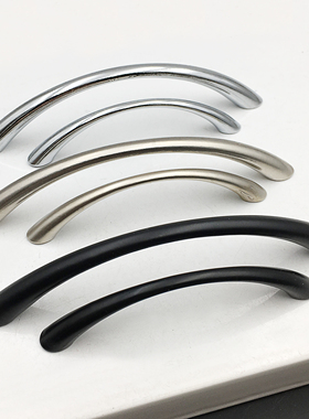 抽屉橱柜衣柜门小拉手弧形黑色银色把手柜门子现代简约风格锌合金