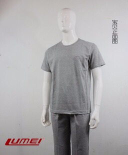 鲁美男夏薄棉线运动套装半袖圆领长裤休闲套服中老年断码特价清仓