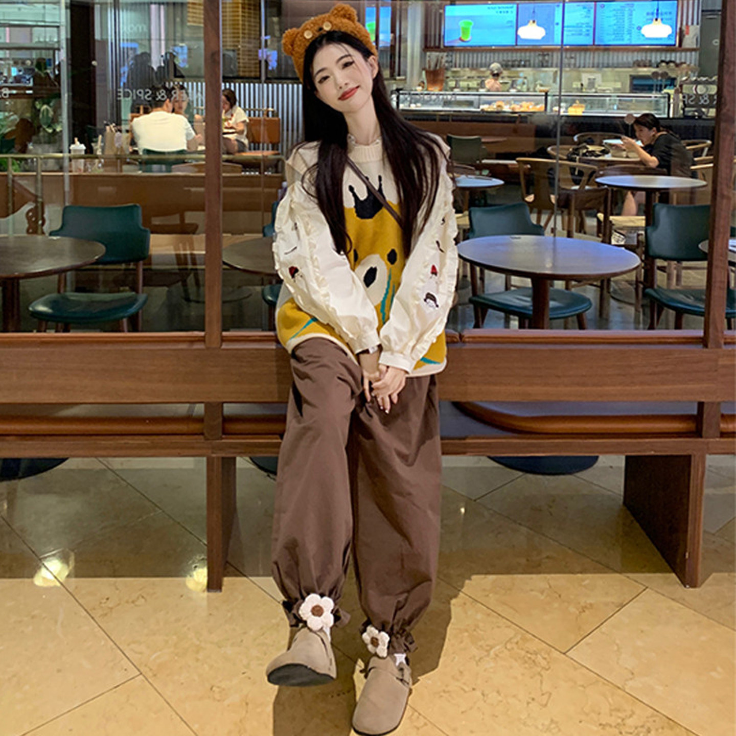 大码女装胖mm时尚三件套韩版圆领设计感衬衫重工大头熊马甲阔腿裤,女装/女士精品,大码套装,淘宝优惠券,粉丝福利购,淘宝优惠卷