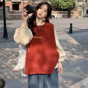 胖mm复古设计感盘扣针织马甲宽松提花衬衫 2025秋季 两件套 女装 大码