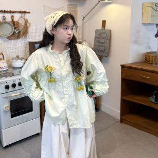 长袖 大码 雏菊风立体花朵衬衫 2026春夏季 木耳边设计感减龄上衣 女装
