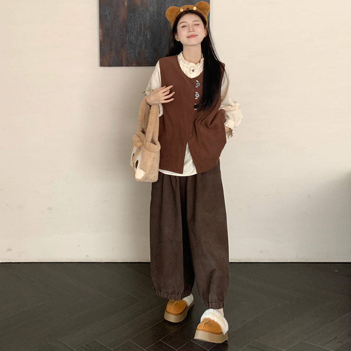 大码女装2025秋季新款胖妹妹复古衬衣灯芯绒马甲灯笼裤时尚三件套,女装/女士精品,大码套装,淘宝优惠券,粉丝福利购,淘宝优惠卷