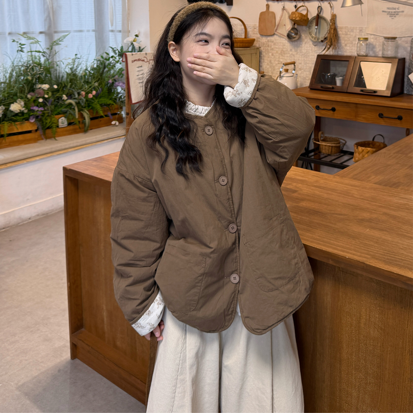 复古夹棉两面穿宽松显瘦棉衣外套