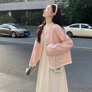 大码女装2026春季胖mm小香风毛呢外套半高领针织连衣裙时尚两件套