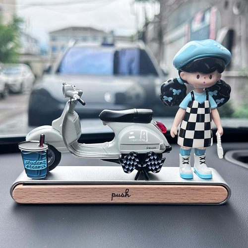 正版molinta摩托车模型摆件创意车载中控台装饰品可爱卡通停车牌