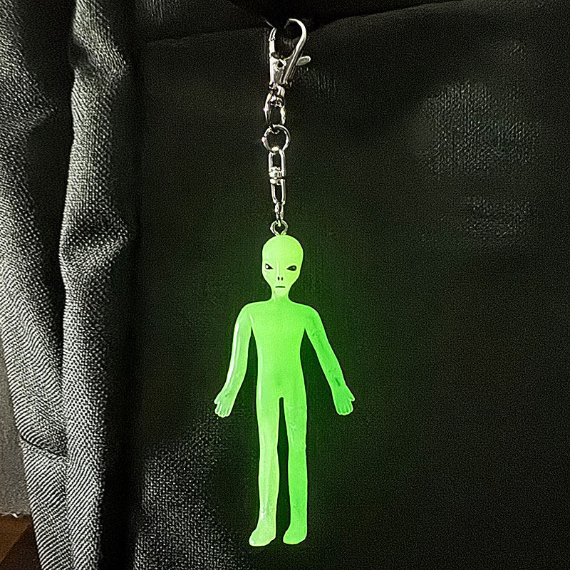 清秀文创 夜光外星人ALIEN罗兹威尔铁线公仔ET钥匙扣挂件包包饰品