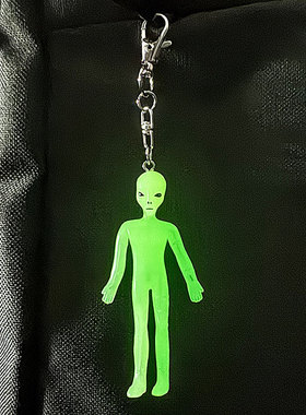 清秀文创 夜光外星人ALIEN罗兹威尔铁线公仔ET钥匙扣挂件包包饰品