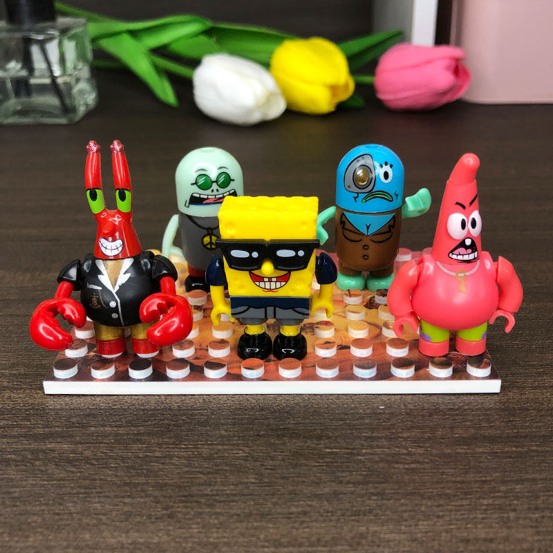 清秀文创海绵宝宝乐高积木人偶摆件可爱卡通手办模型装饰儿童玩具,模玩/动漫/周边/娃圈三坑/桌游,潮玩盲盒,淘宝优惠券,粉丝福利购,淘宝优惠卷
