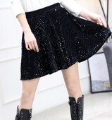 2022新款 裙万能腰松紧裙 靴裤 裙子亮晶晶刺绣亮片高腰包臀大码 女装