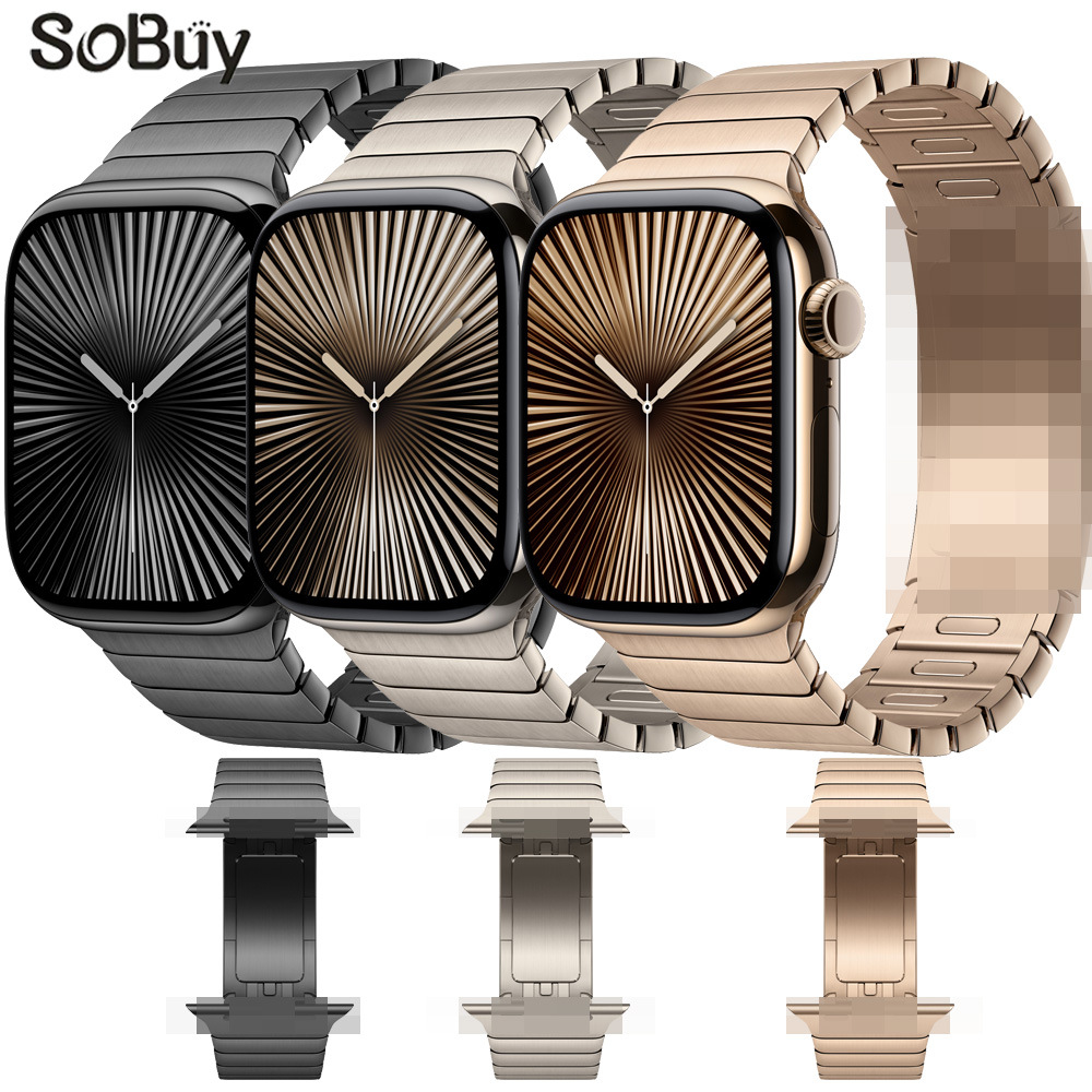 适用苹果手表10原装扣不锈钢金属链式表带apple watch ultra 1/2