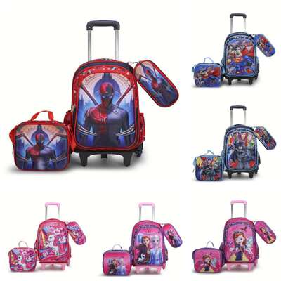 detachable six-wheel trolley studentbackpack double shoulder