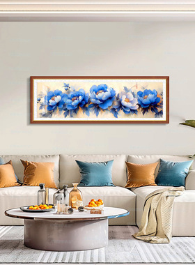 蒙娜丽莎皇室十字绣蓝色牡丹中式大幅花卉客厅手工绣