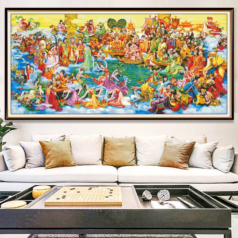 瑶池会仙图十字绣新款客厅古风七仙女王母娘娘蟠桃会手工自己线绣