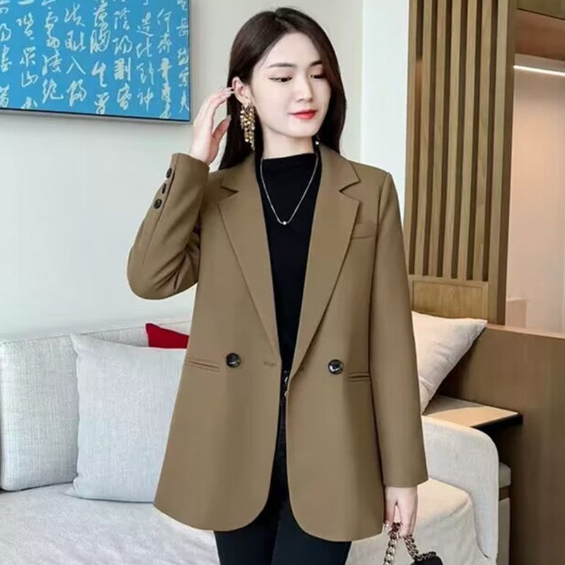 小西装外套女2025新款春秋季韩版小个子设计感开叉黑色西服上衣
