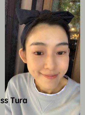 Miss Tura韩国进口发卡 明星同款布艺深蓝色双层蝴蝶结宽边发箍