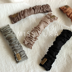 Tura韩国进口绸缎面料褶皱边夹BB夹刘海夹ins发饰一字夹 Miss