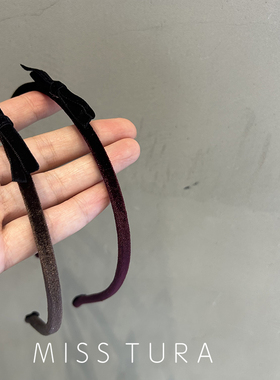 Miss Tura韩国进口固定丝绒蝴蝶结简约细发箍束发头箍发卡