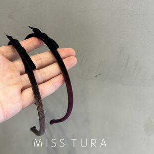 Miss Tura韩国进口固定丝绒蝴蝶结简约细发箍束发头箍发卡