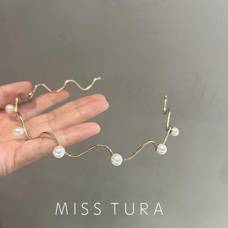 Miss Tura韩国进口珍珠波浪简约细发箍轻巧拢发束发头箍发卡