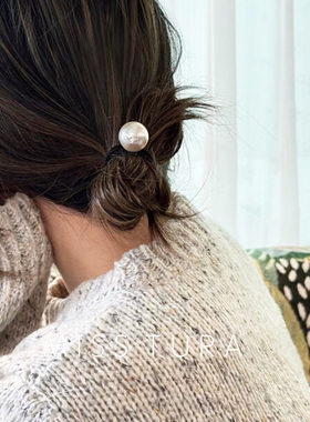 Miss Tura韩国进口简约质感珍珠黑色发绳扎马尾头绳