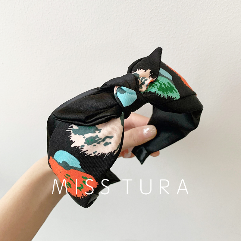 Miss Tura韩国进口专柜官网同款彩色花朵图案小蝴蝶结蝴蝶发箍