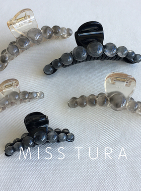 Miss Tura韩国进口高级黑色灰色透明抓夹 后脑勺鲨鱼夹 百搭发夹