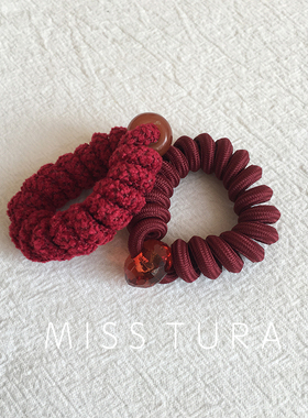 Miss Tura韩国进口 电话发绳 正红色 元旦春节主题 束发头绳