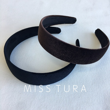 Miss Tura韩国进口丝绒质感纯色简约宽边束发头箍 百搭好用发箍