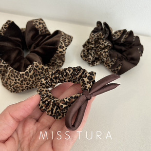 Miss Tura韩国进口豹纹大肠丝绒发圈蝴蝶结小肠圈头绳扎头发