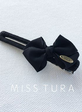 Miss Tura韩国进口黑色蝴蝶结鸭嘴夹边夹刘海夹发夹