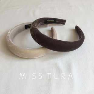 Miss 压发丝绒束发百搭头箍 Tura韩国进口绒面海绵显高颅顶发箍