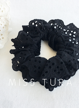 Miss Tura韩国进口镂空花纹荷叶边大肠发圈ins扎马尾头绳