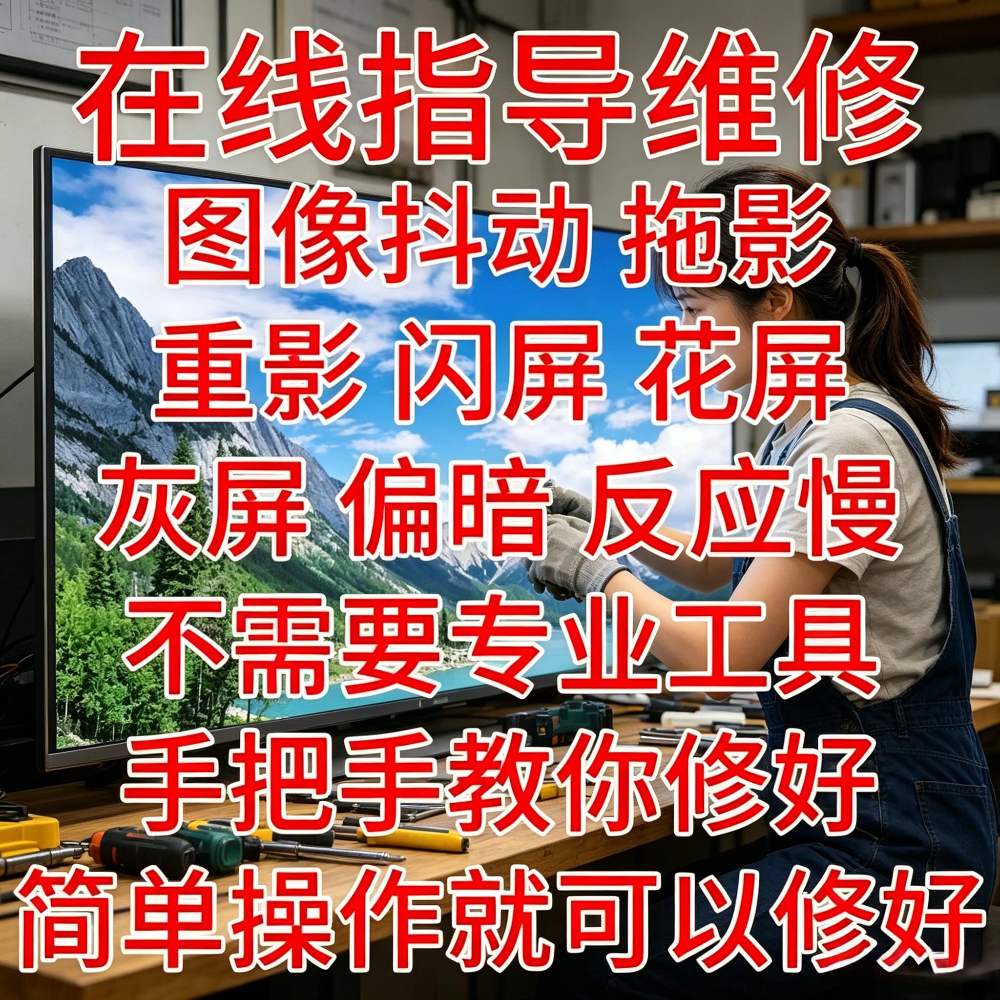 创维海信TCL液晶电视灰屏抖屏重影维修在线远程指导维修液晶电视