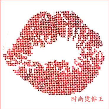 服装辅料配件闪亮红唇diy烫钻图