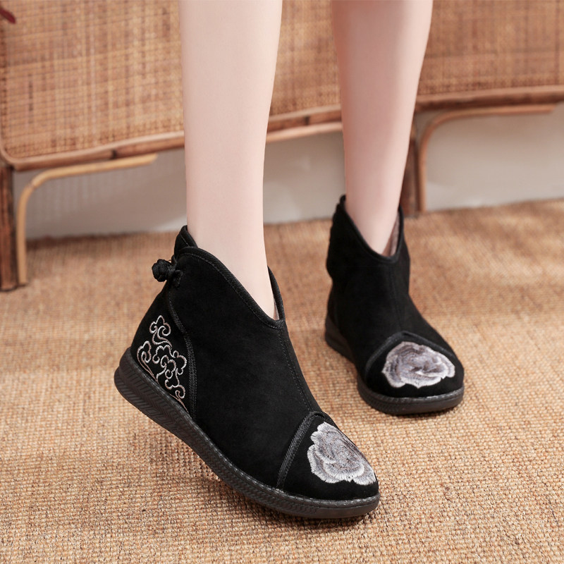 老北京布鞋女平底妈妈鞋时尚舒适棉鞋民族风绣花布靴加绒厚底棉靴,女鞋,时装靴,淘宝优惠券,粉丝福利购,淘宝优惠卷
