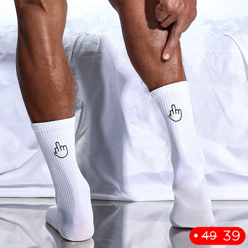 SOCKKON高筒男士夜光刺绣中指