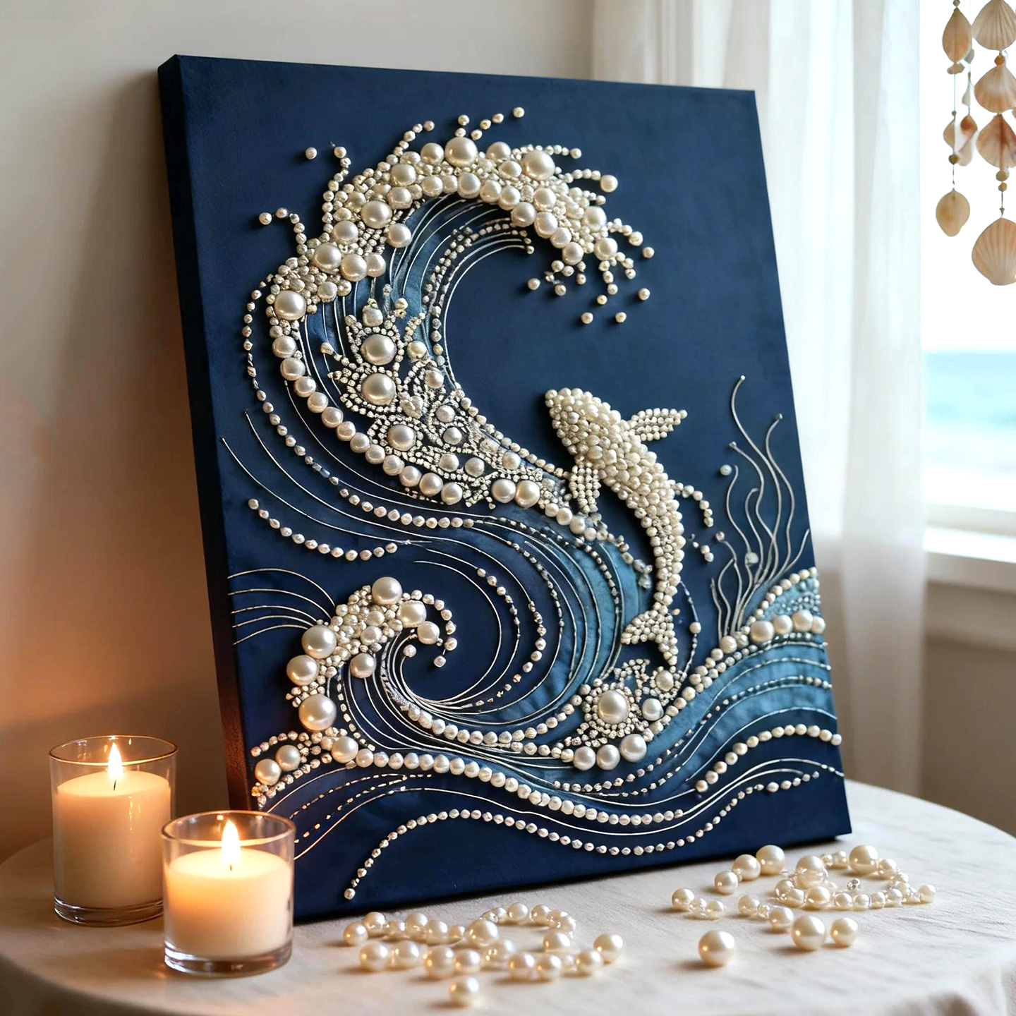 海浪DIY手工珍珠画高级感