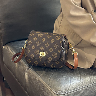 2025新款 老花小方包大容量单肩包气质通勤洋气百搭斜挎包翻盖女包