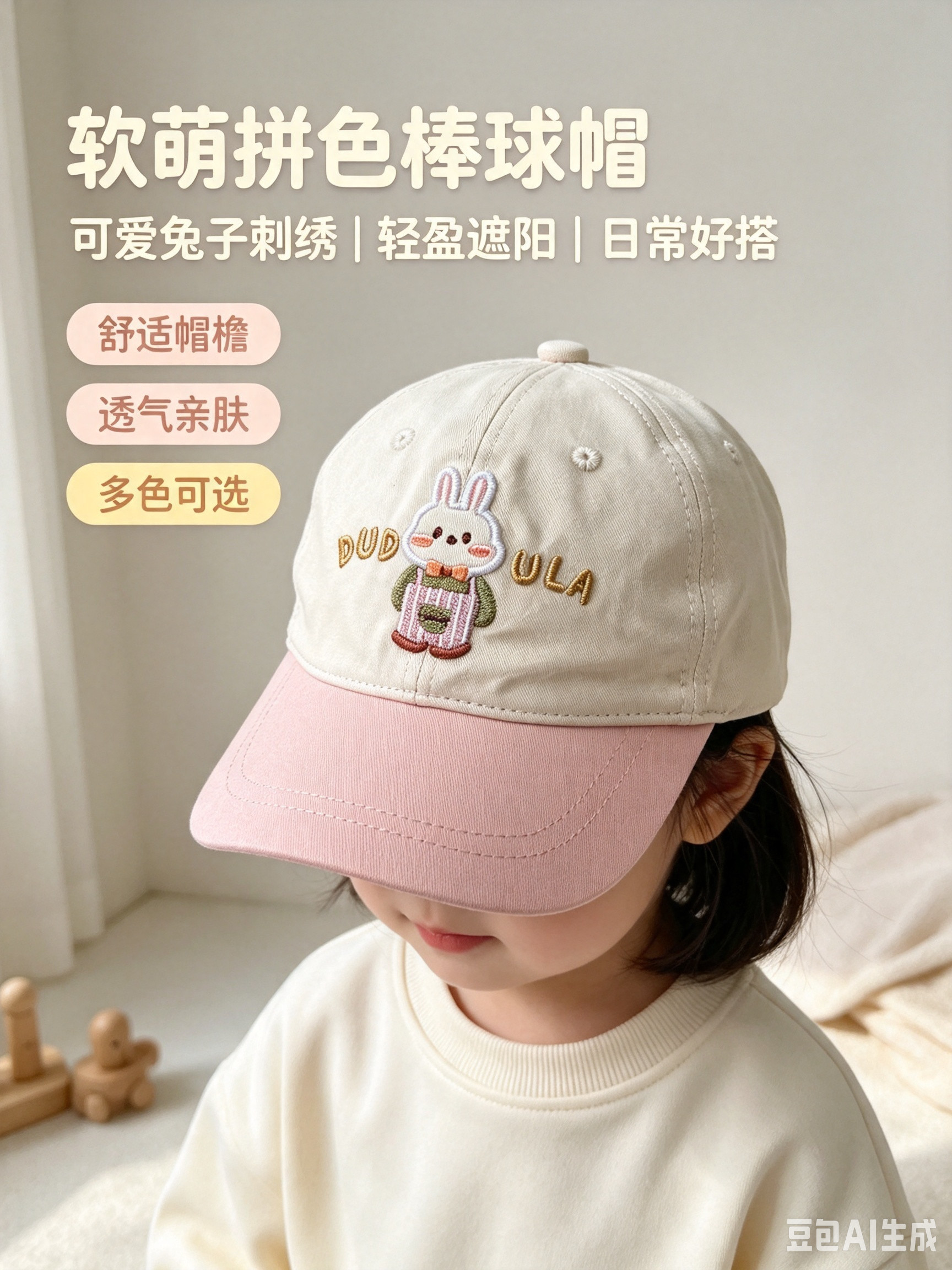 嘟嘟啦3236宝宝帽子婴儿防晒遮阳帽鸭舌帽儿童女宝女童太阳帽春秋