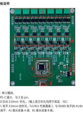 usb转RS485/TypeC转多路RS485/ttl/串口/uart转换器扩展模块
