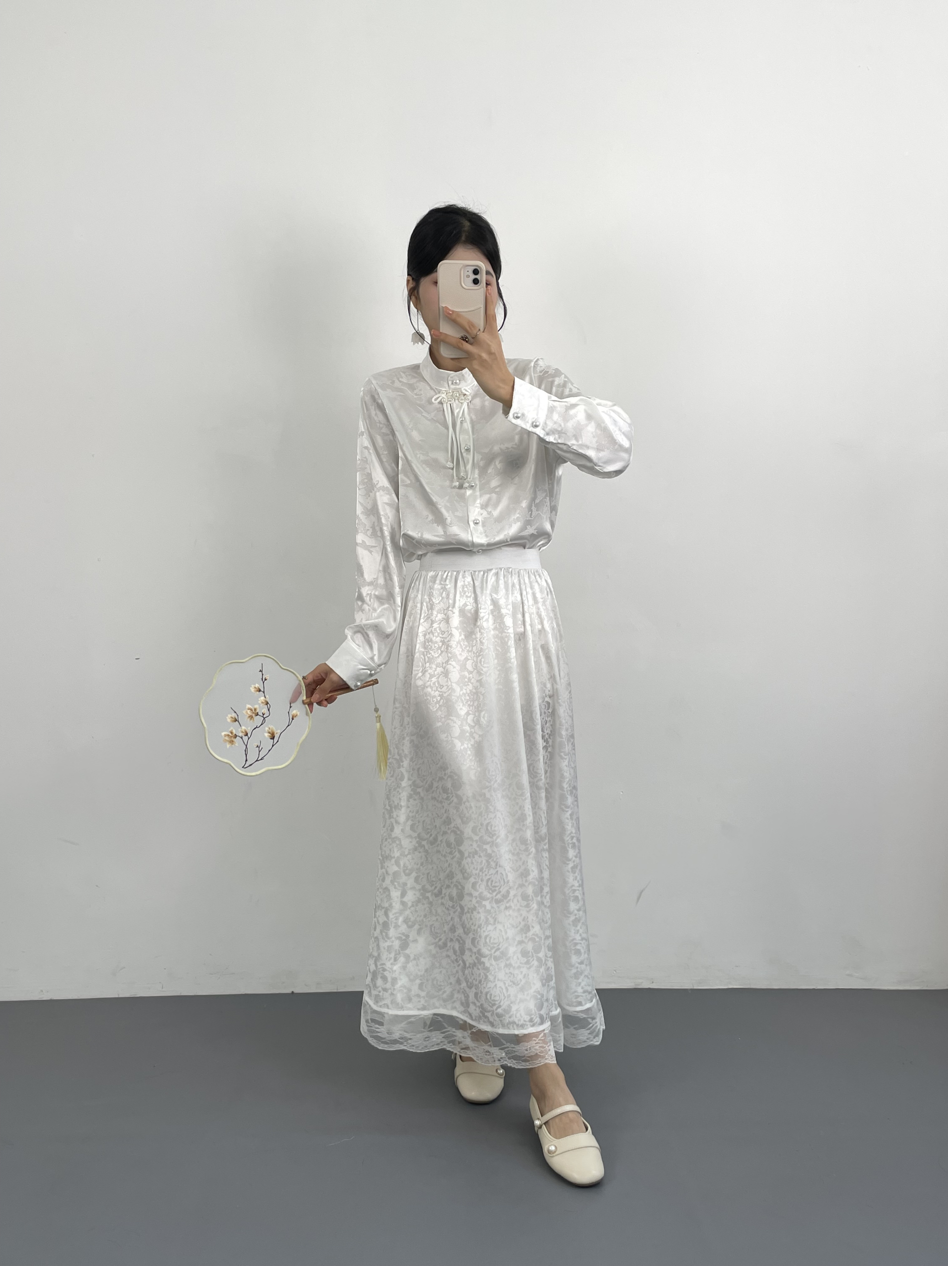 旗袍衬裙内衬汉服连衣裙内搭防静电织锦缎面料刺绣蕾丝国风半身裙