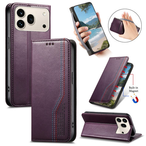 适用苹果17promax手机壳15plus翻盖皮套iphone17E磁吸弹力腕带AIR皮质卡包XS MAX钱包插卡14/13/12/11高级感