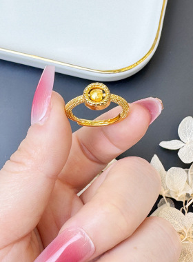 沙金戒指如意转珠子活口戒指