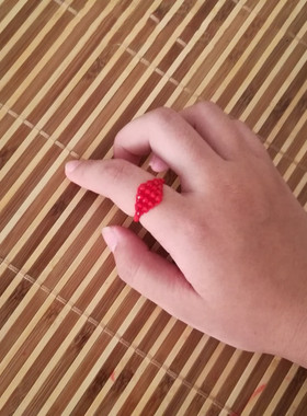 串珠diy戒指手工红水晶定制饰品