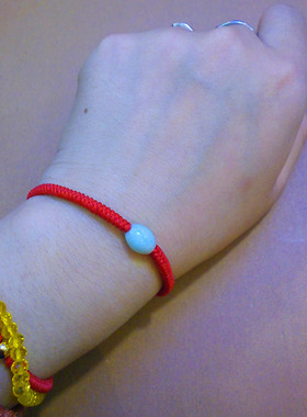 本命年翡翠转运珠男女款红绳手链