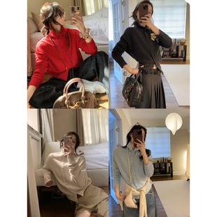 主推 咖喱汤汤TGL 两穿高领针织毛衣外套女打底衫 现货4折