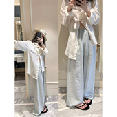 现货3折 咖喱汤汤TGL 松弛慵懒 亚麻薄款 高腰直筒阔腿休闲裤