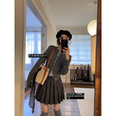 复古格子百褶半身裙女A字短裙 校供感 现货3折 咖喱汤汤TGL