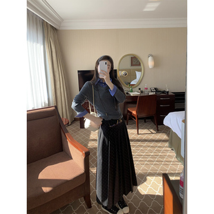 春日缪系 咖喱汤汤TGL 复古高腰波点百褶半裙A字裙 现货4折