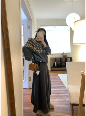 【现货4折】咖喱汤汤TGL【爆款新色】加厚中长款毛呢鱼尾半裙显瘦